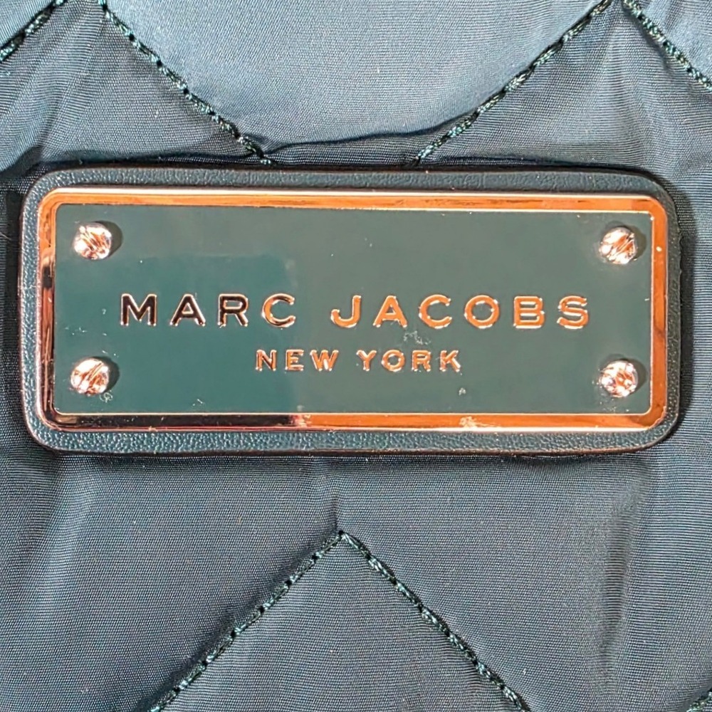Marc Jacobs Crosby Quilted Nylon Backpack Teal Green Zip Pocket Adjustable - Picture 5 of 16